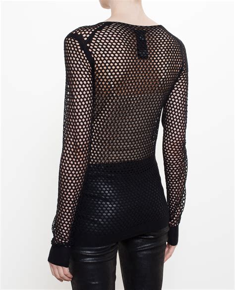 Black Floral Fishnet Blouse 